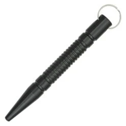 Tapered 5.5" Kubotan Keyring | Black, Grooved Alum