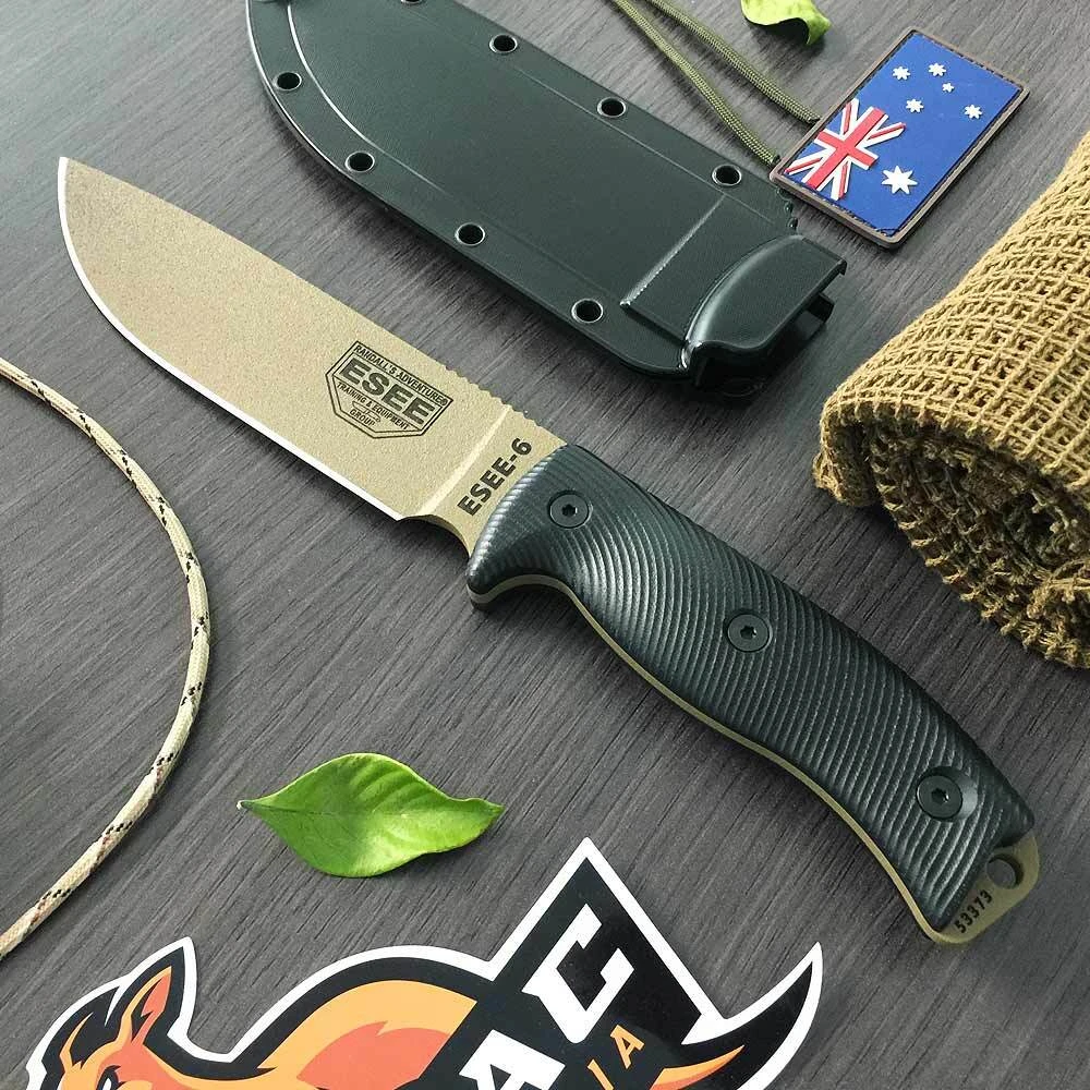ESEE 6 Fixed Blade Knife (Dark Earth Blade / Black - Image 2