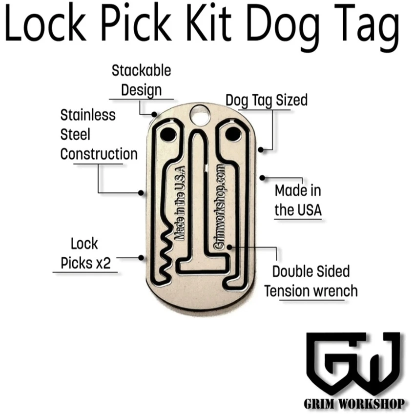 Grim Workshop Lock Pick Dog Tag Tool GRITAG004 - Image 3