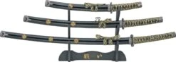 Three Piece Shogun Samurai Sword Set W/ Display St